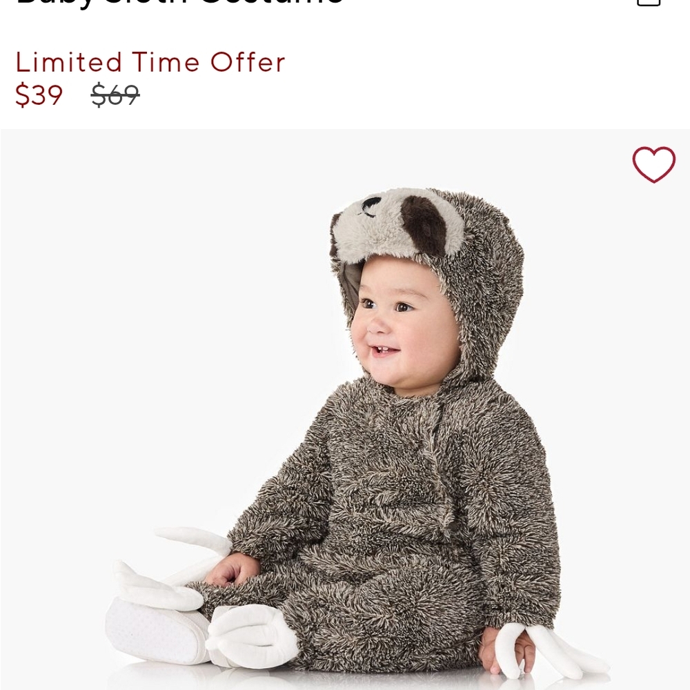 Pottery Barn Kids Brown Sloth Costume